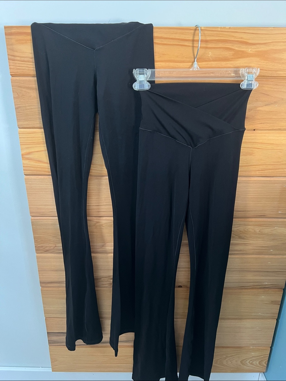 Aerie Black High-Waist Bootcut Flare Pants with Crossover Waistband 2 pairs